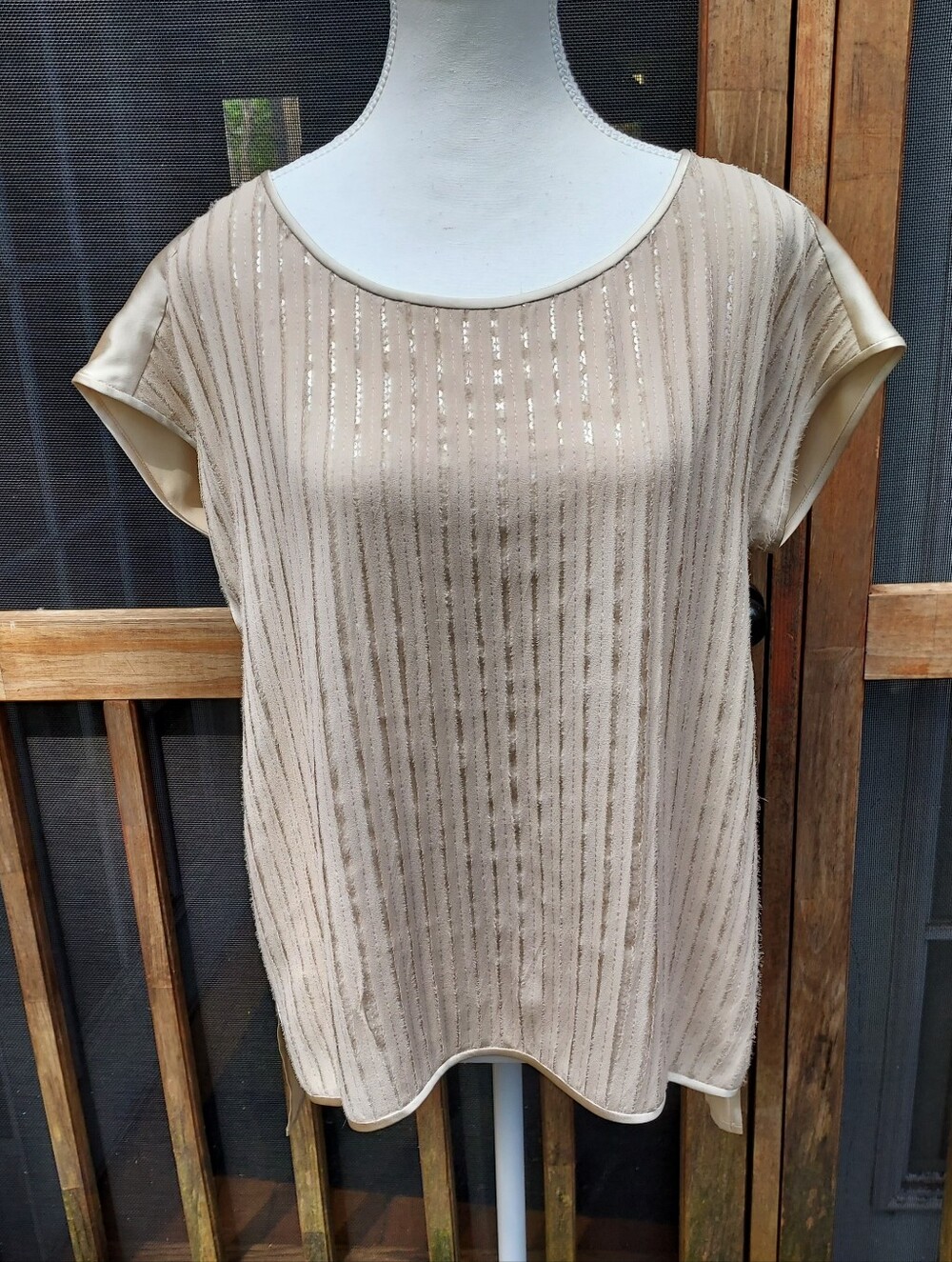 Eileen Fisher Silk Satin Tee With Sequins